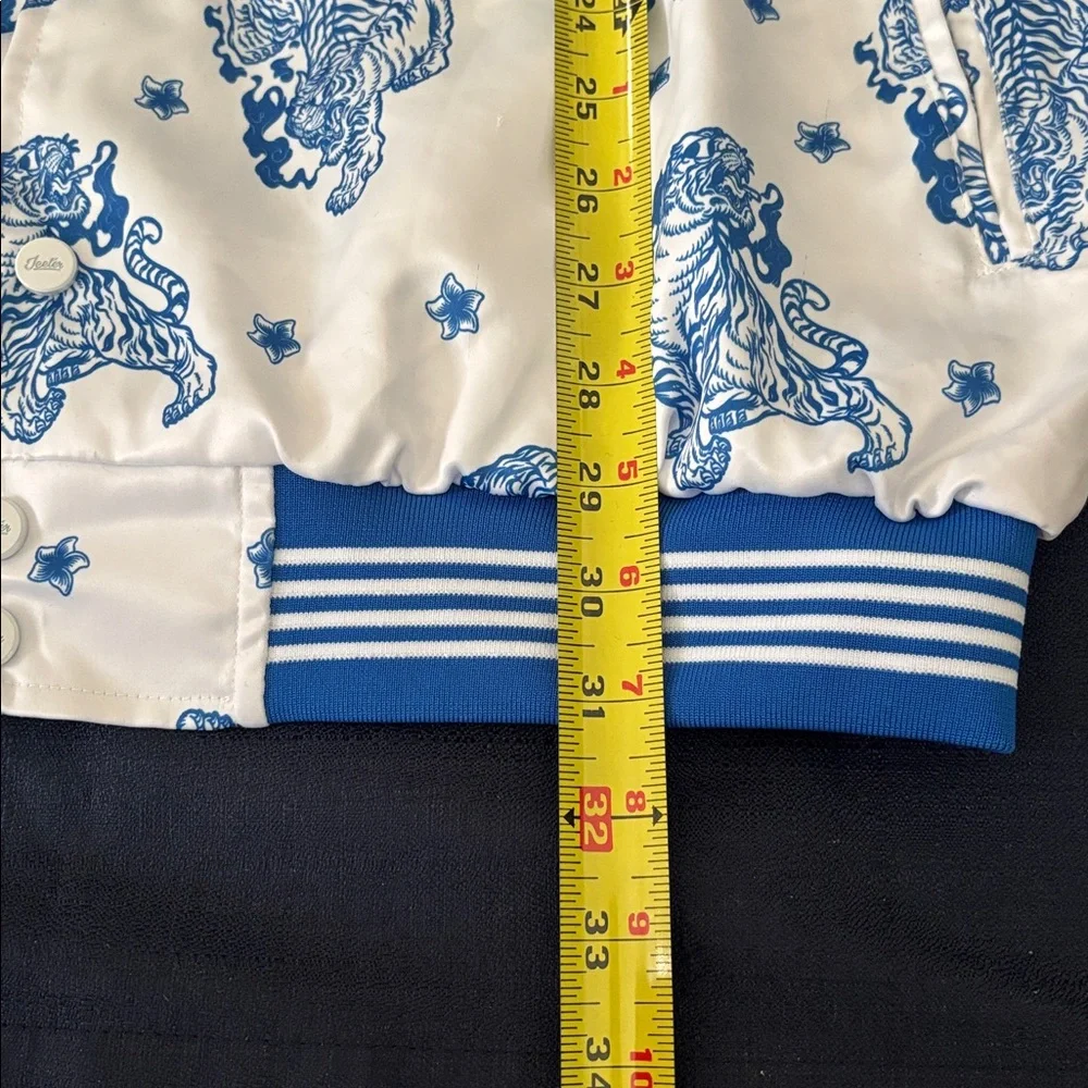 Blue and White Tiger Print Men's Jacket - Picture 10 of 10